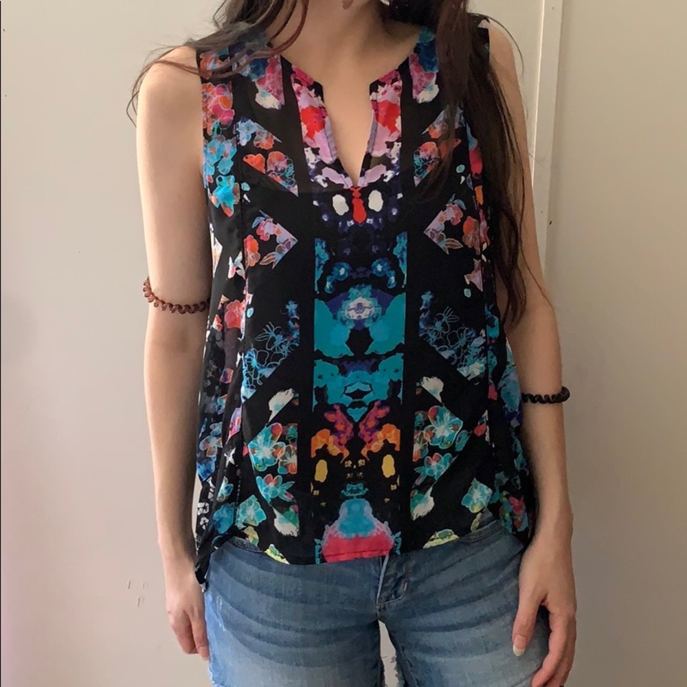 Floral black top